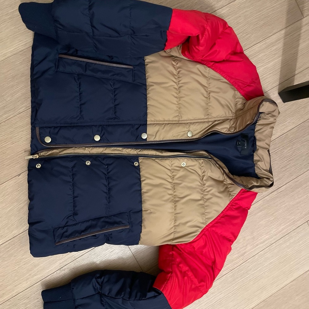J. Crew Red Puffer Jacket for Cozy Warmth